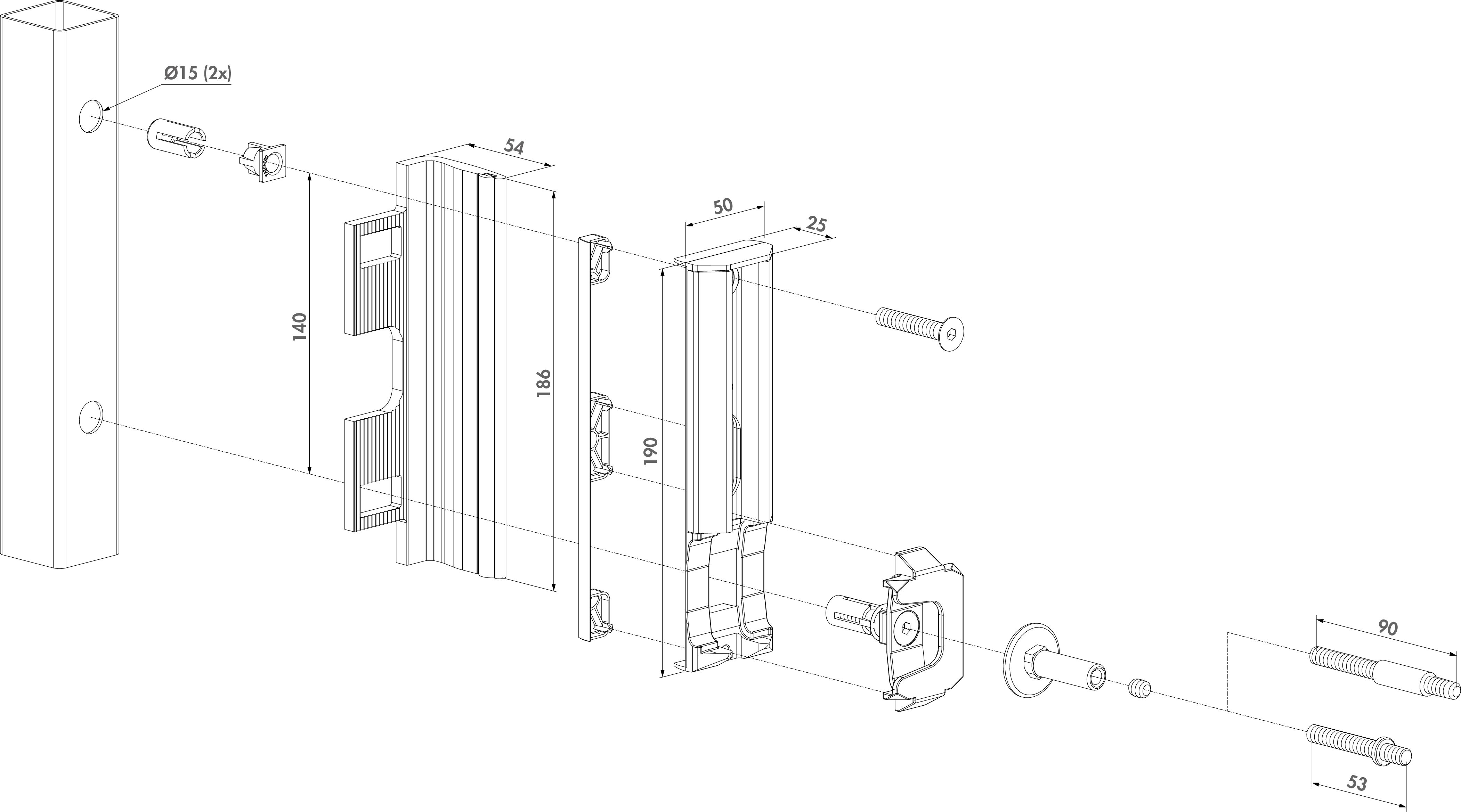 Насрещник SECURA за индустриални врати - схема Насрещник SECURA за индустриални врати - схема