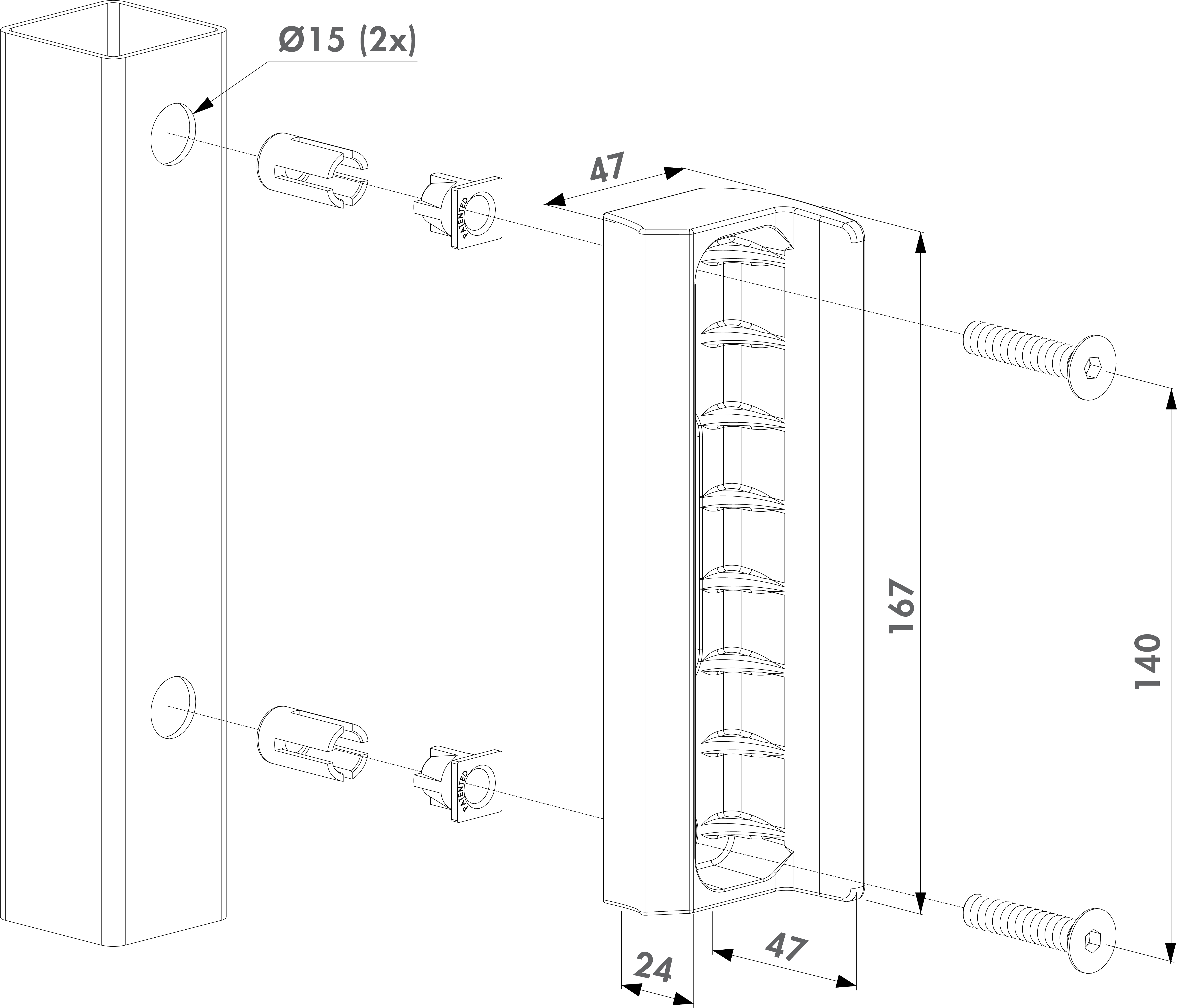 Полиамидни насрещници за градински врати SMKL- схема Полиамидни насрещници за градински врати SMKL- схема