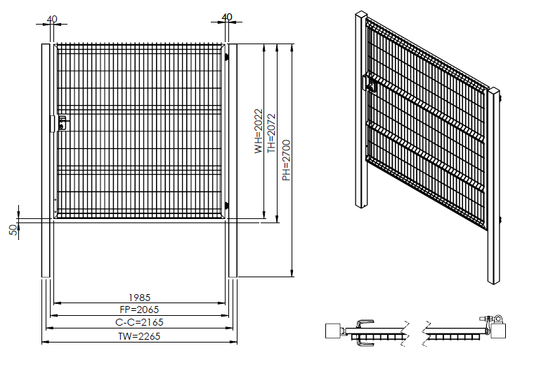 Оградни врати NYLOFOR 3D - чертеж Оградни врати NYLOFOR 3D