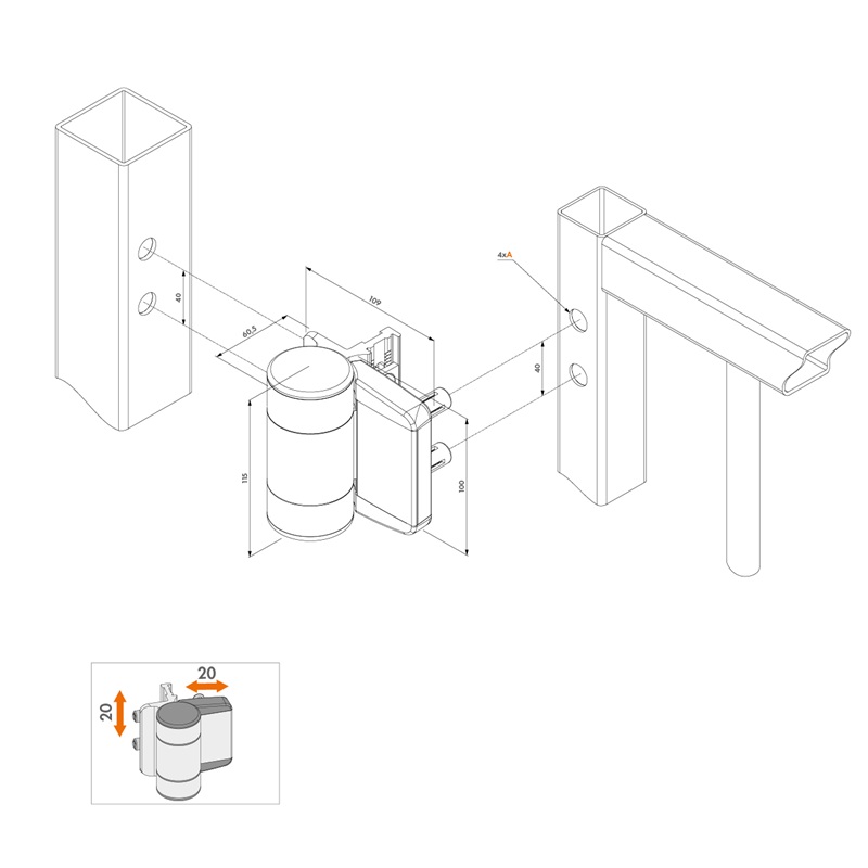 Панти DINO за дворни врати - чертеж