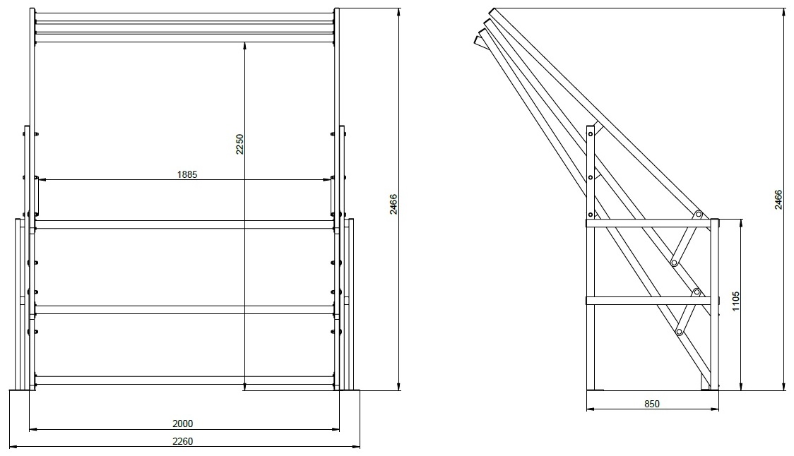 Подвижна преграда за мецанин - pallet gate, чертеж